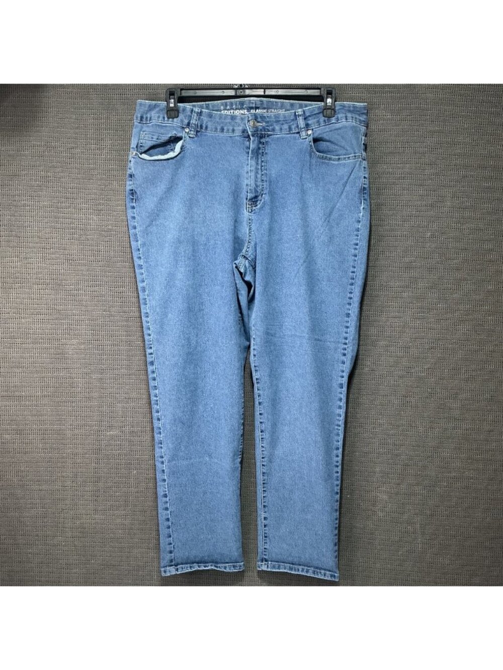 Basic Editions Plus Women's Classic Straight Blue Jeans Size 18 Cotton Blend